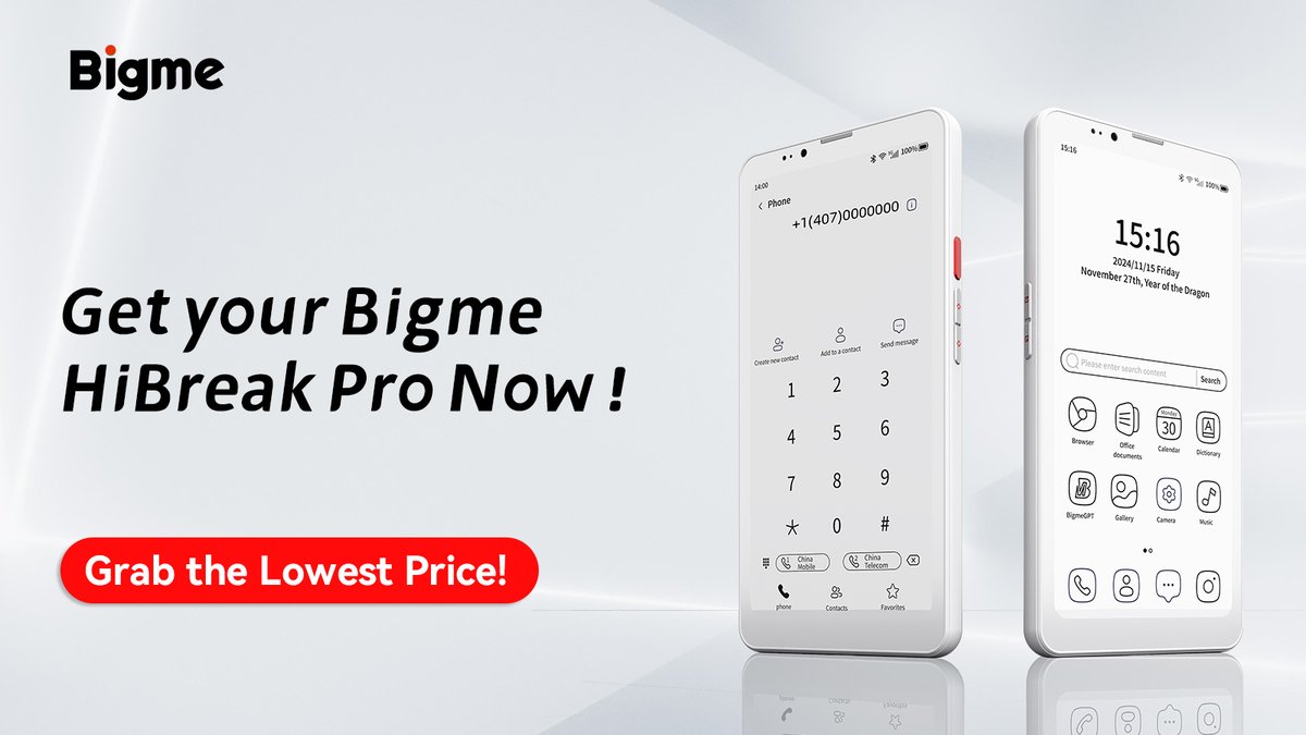 BigmeEInkTablet's tweet photo. Get Your Bigme ePaper Smartphone HiBreakPro Now!
The exciting time has come—Bigme HiBreakPro is ready for pre-order!

Let’s change everything once more, together!
https://t.co/kAUgLH01QO
#BigmeHiBreakPro #PreOrderNow #ePaperSmartphone #HiBreakPro https://t.co/Iarn5qHf3t