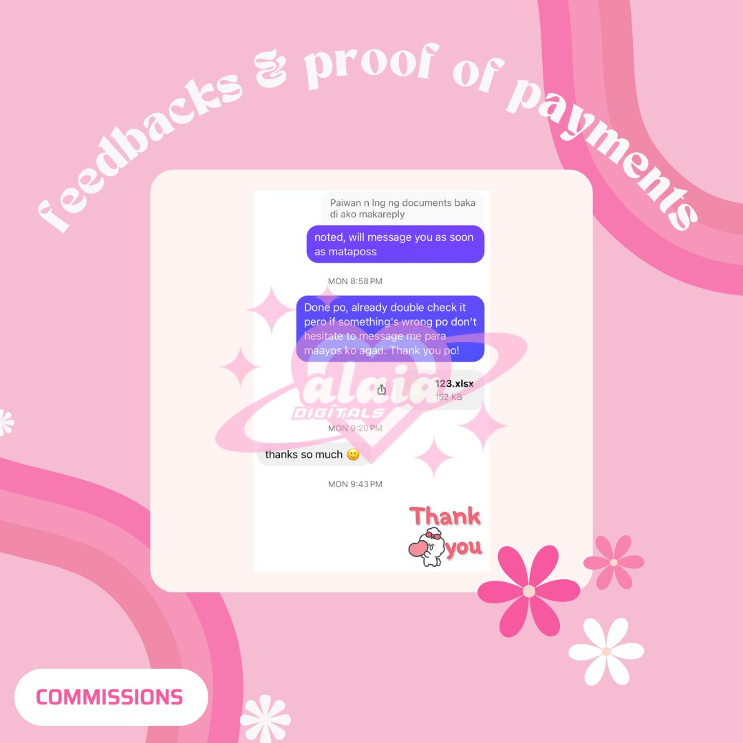 𝐓𝐀𝐒𝐊: 𝐄𝐱𝐜𝐞𝐥 𝐅𝐢𝐥𝐞 𝐑𝐞𝐯𝐢𝐬𝐢𝐨𝐧 ‧₊˚ ⋅ ๋࣭ ⭑

Another task catered, another successful transaction! Thank you very much for trusting me and my works 🫶🏻✨

I'm open for rush/non-rush commissions, just DM me here or on FB: Alaia Digitals for inquiries. 📩
