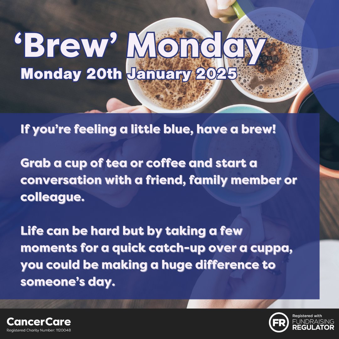 Today is #BrewMonday ☕

'Brew' Monday is an annual initiative that encourages people to connect with others over a hot drink. It aims to combat #loneliness and provide emotional support, especially during the #winter months when people can feel increasingly isolated.