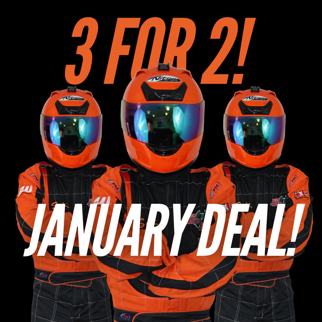 🏎️ Unlock a FREE bonus session this January! Book 2 go-kart sessions online &amp; show your confirmation email on arrival to get a 3rd session FREE! 🏁 Perfect for enthusiasts, friends, &amp; beginners. Don't miss out! #GoKarting #RacingDeal #AdrenalineRush