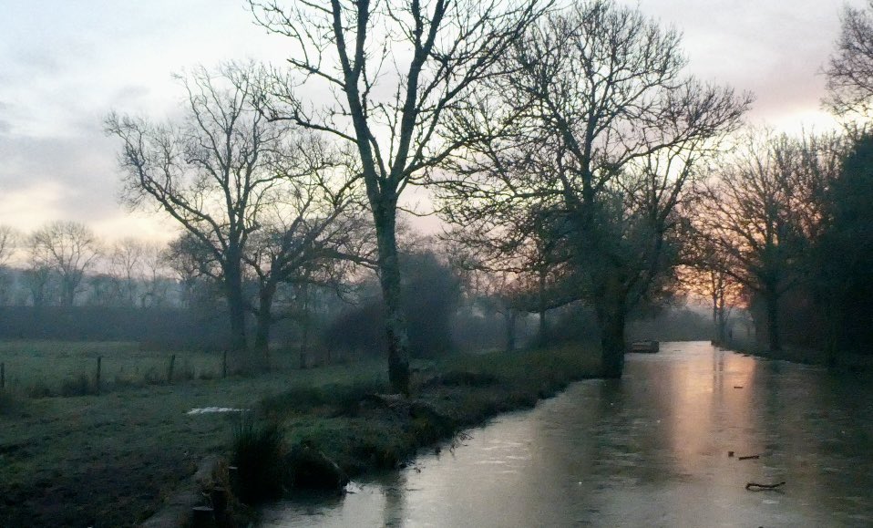 BeckyjoeWells's tweet photo. @BBCSussex stunning sunrise and setting of the Wolf Moon this morning over the @weyandarun Loxwood. https://t.co/wBjK17jtDO