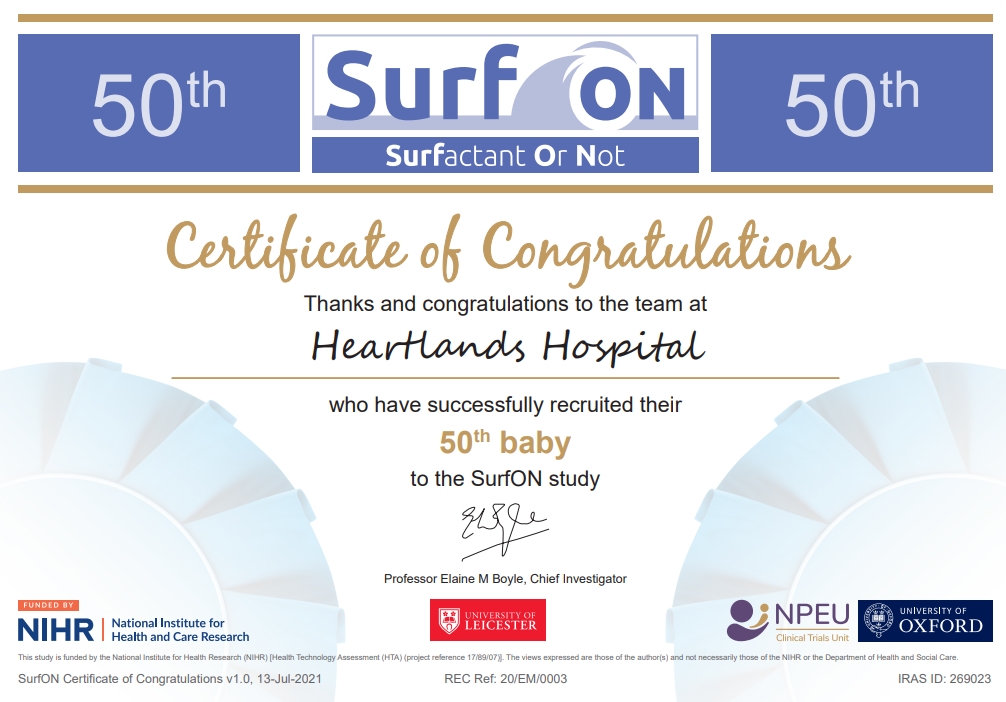 SurfON (@surfontrial) on Twitter photo A huge well done to Birmingham Heartlands <a href="/uhbtrust/">University Hospitals Birmingham</a> on recruiting their 50th SurfON infant! This is a fantastic achievement!๐
Thank you for all your efforts ๐
<a href="/NPEU_CTU/">NPEU</a> <a href="/NPEU_Oxford/">NPEU-Oxford</a> <a href="/Boyleem/">Elaine Boyle</a> A huge well done to Birmingham Heartlands <a href="/uhbtrust/">University Hospitals Birmingham</a> on recruiting their 50th SurfON infant! This is a fantastic achievement!๐
Thank you for all your efforts ๐
<a href="/NPEU_CTU/">NPEU</a> <a href="/NPEU_Oxford/">NPEU-Oxford</a> <a href="/Boyleem/">Elaine Boyle</a>