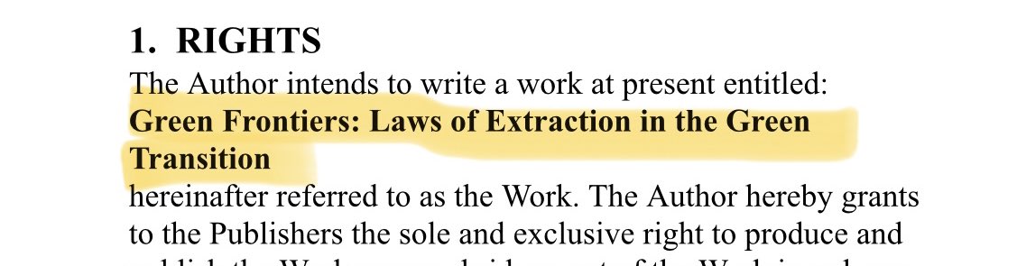 Signed the contract for my next book Green Frontiers with <a href="/VersoBooks/">Verso Books</a> today! 💫

Greenland and its critical minerals have become disturbingly relevant… in this book I look at the laws (of extraction) that create new energy sacrifice zones, with Greenland as my central concern 🇬🇱