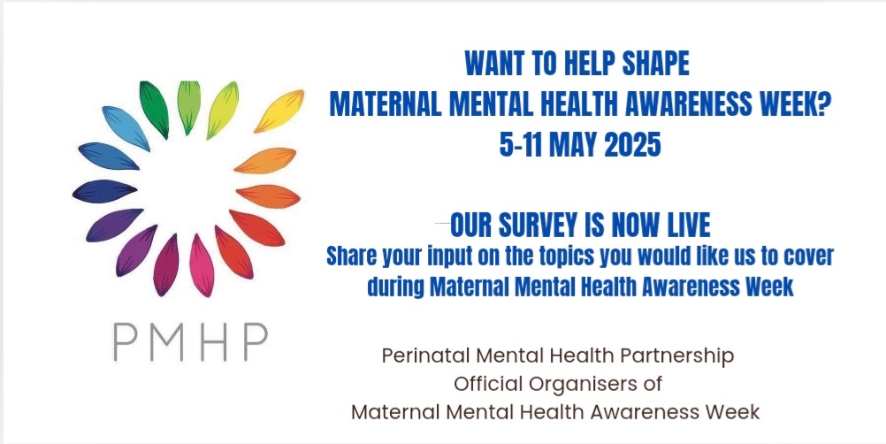 PMHPUK's tweet photo. If you would like to influence the content of Maternal Mental Health Awareness Week, complete our @PMHPUK survey, which is now LIVE !

https://t.co/QDLQEDqLS3

#maternalmhmatters 
#maternalmentalhealth 
#maternalmentalhealthawarenessweek
#mmhaw
#mmhaw25
#perinatalmentalhealth https://t.co/sB8hD68lmn