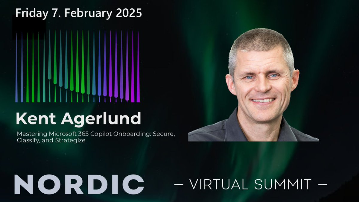 Good morning #Microsoft365 community! We are excited to announce that <a href="/agerlund/">Kent Agerlund</a> will be presenting "Mastering Microsoft 365 Copilot Onboarding: Secure, Classify, and Strategize" at our event on Feb 7th. Register today - nordicvirtualsummit.com/register/ #Community #Microsoft