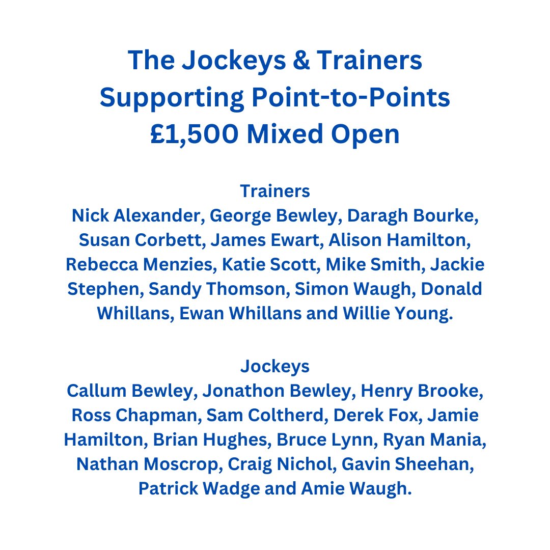 Great to see Jockeys &amp; Trainers supporting Point-to-Pointing. They have sponsored the Northern Area Feature Race at Friars Haugh this Sunday.