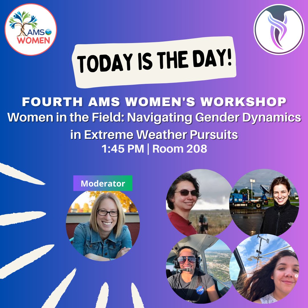 AMS BRAID (@amsbraid) on Twitter photo Today is the day! Make your way over to room 208 in the Morial Convention Center at 1:45 PM CT for 'Women in the Field: Navigating Gender Dynamics in Extreme Weather Pursuits' with the <a href="/ametsoc/">American Meteorological Society</a> Women Committee and <a href="/GirlsWhoChase/">Girls Who Chase</a>. #AMS2025 #AMSwomen Today is the day! Make your way over to room 208 in the Morial Convention Center at 1:45 PM CT for 'Women in the Field: Navigating Gender Dynamics in Extreme Weather Pursuits' with the <a href="/ametsoc/">American Meteorological Society</a> Women Committee and <a href="/GirlsWhoChase/">Girls Who Chase</a>. #AMS2025 #AMSwomen