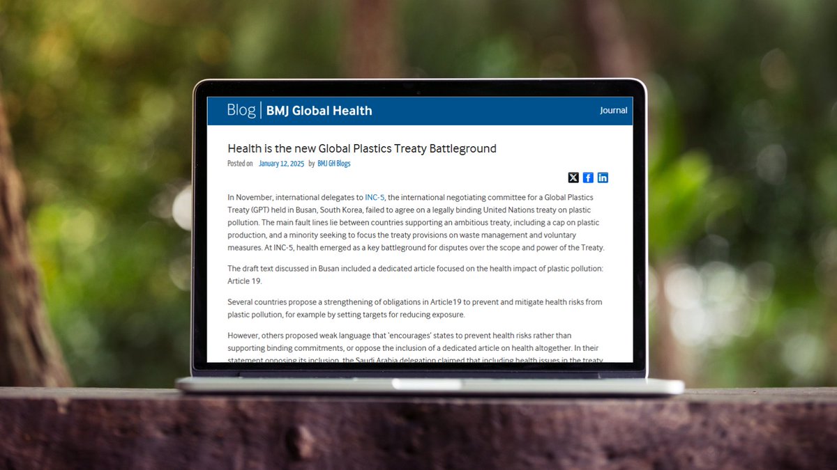 HCWH - Global (@hcwhglobal) on Twitter photo Plastics impact human health at every stage of their lifecycle. In a compelling <a href="/GlobalHealthBMJ/">BMJ Global Health</a> article, Ruth Stringer and Alice Street highlight takeaways from #INC5 and the urgent need for the Global Plastics Treaty to prioritize health.
📖Read more: blogs.bmj.com/bmjgh/2025/01/… Plastics impact human health at every stage of their lifecycle. In a compelling <a href="/GlobalHealthBMJ/">BMJ Global Health</a> article, Ruth Stringer and Alice Street highlight takeaways from #INC5 and the urgent need for the Global Plastics Treaty to prioritize health.
📖Read more: blogs.bmj.com/bmjgh/2025/01/…