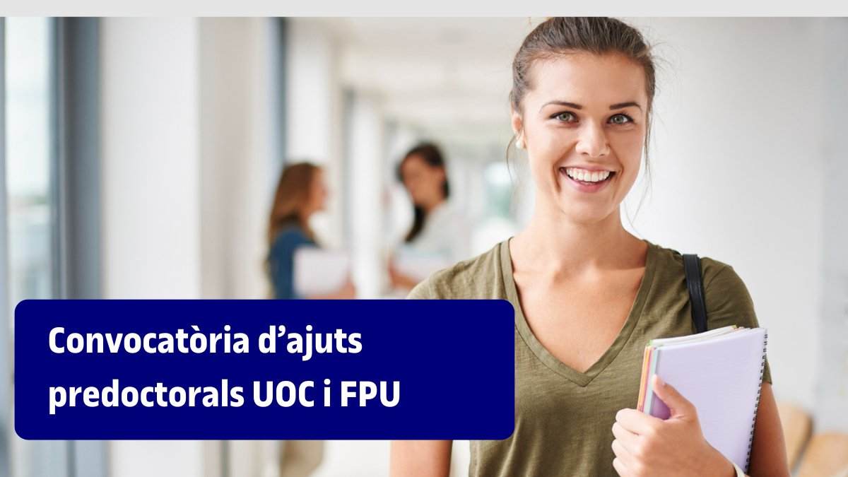 📢 Des de GRESOL (Grup d'Estudis sobre Literatura) us conviden a presentar propostes per a les beques predoctorals #UOC i els ajuts per a la formació del professorat universitari.

🗓️ Termini beques #UOC: 03/02
🗓️ Termini ajuts FPU: 14/02

ℹ️ Més info: dozz.es/upawu