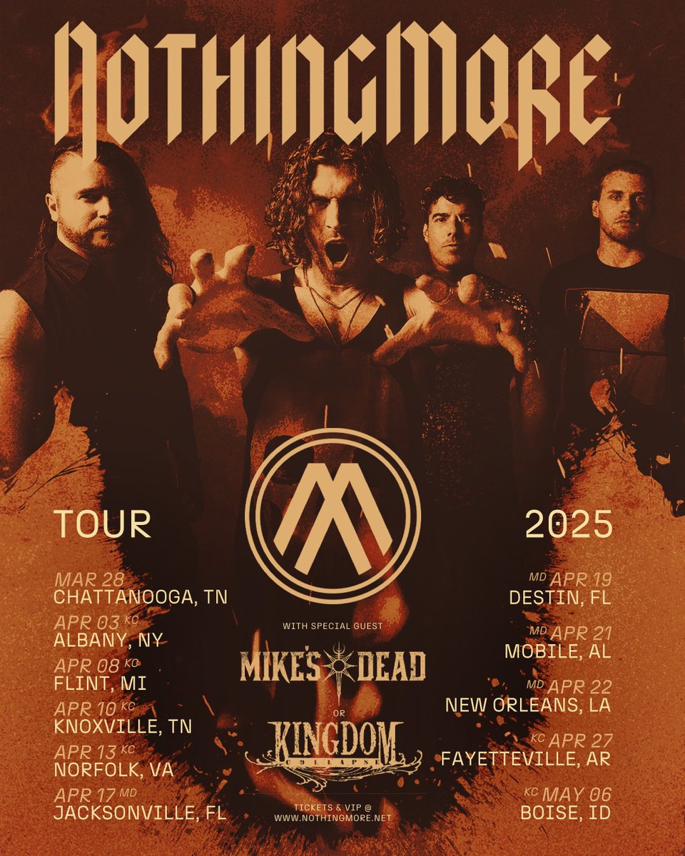 THE CARNAL TOUR CONTINUES!

Presale begins tomorrow, Wednesday January 15th at 10 AM local time with code SAND. General on sale is Friday January 17th at 10 AM local. VIP meet and greets available NOW!

Link in bio / store.nothingmore.net