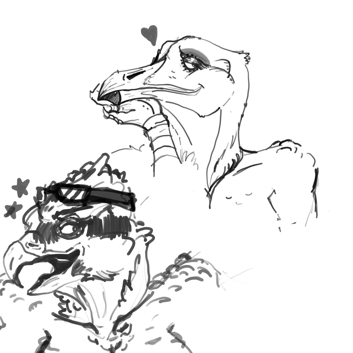 Fanart sketches of some of my favorite pretty bird women 😳👉👈 for <a href="/Ozawk/">Ozawk the Bro</a> and slither on FF (Couldn't find their Twitter <\3

#avianfurry #anthrobird #birdart #furryart #furry