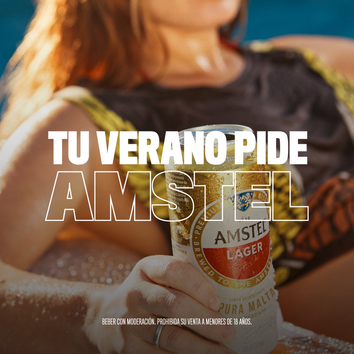 amstelargentina's tweet photo. El calor se disfruta mucho más con una Amstel bien fría en la mano 🍺 Ponete en modo verano, amigos y cerveza que el sabor lo ponemos nosotros 😎 #VeranoConAmstel Pura malta, puro sabor