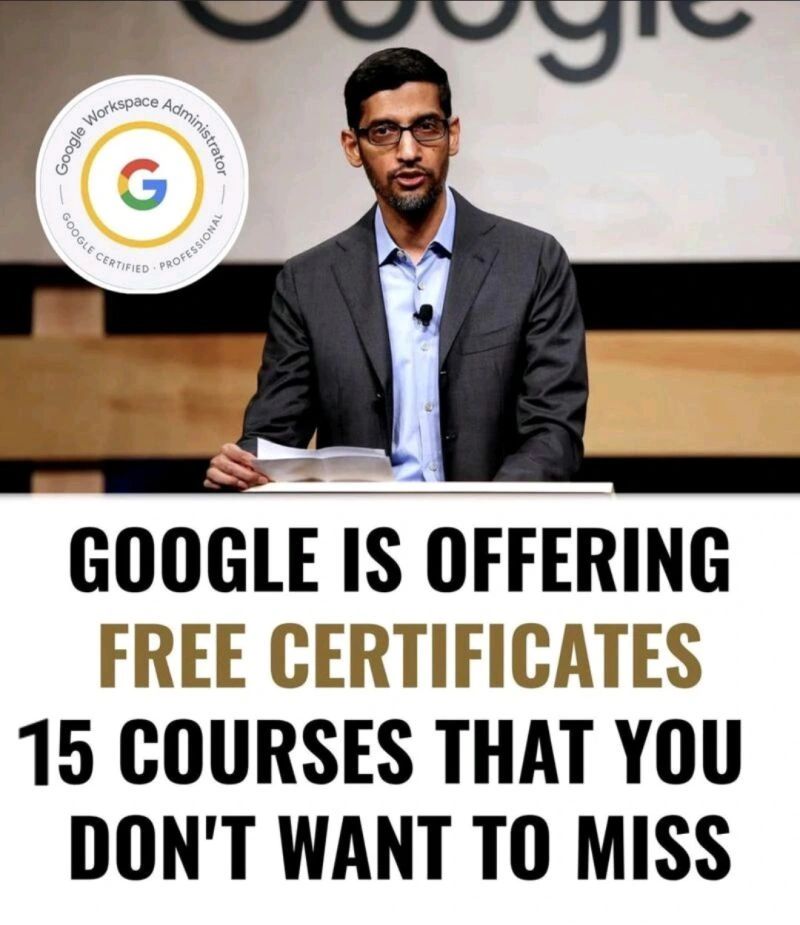 𝗙𝗥𝗘𝗘 (𝗚𝗼𝗼𝗴𝗹𝗲) 𝗖𝗼𝘂𝗿𝘀𝗲𝘀 𝘆𝗼𝘂 𝘄𝗶𝗹𝗹 𝗿𝗲𝗴𝗿𝗲𝘁 𝗻𝗼𝘁 𝘁𝗮𝗸𝗶𝗻𝗴 𝗶𝗻 𝟐𝟎𝟐5.

1. Google Project Management

🔗coursya.com/product/google…

2. Google AI Essentials
coursya.com/product/google…

3. Google Data Analytics
coursya.com/product/google…

4. Google Advanced