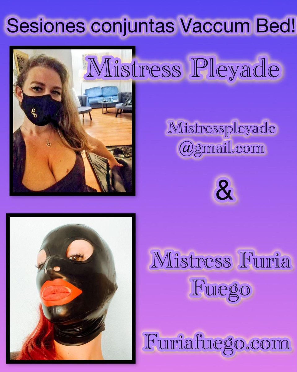 mistresspleyade's tweet photo. - Ven. Quiero que pruebes algo... 
+ ¿Una vacuum bed? ¿El vacío? ¿El tacto del látex? 
- No. El torbellino de juntar a dos mujeres poderosas. Furia &amp; Pléyade. Fuego &amp; hielo. @furia_fuego https://t.co/alJNS7Tjum