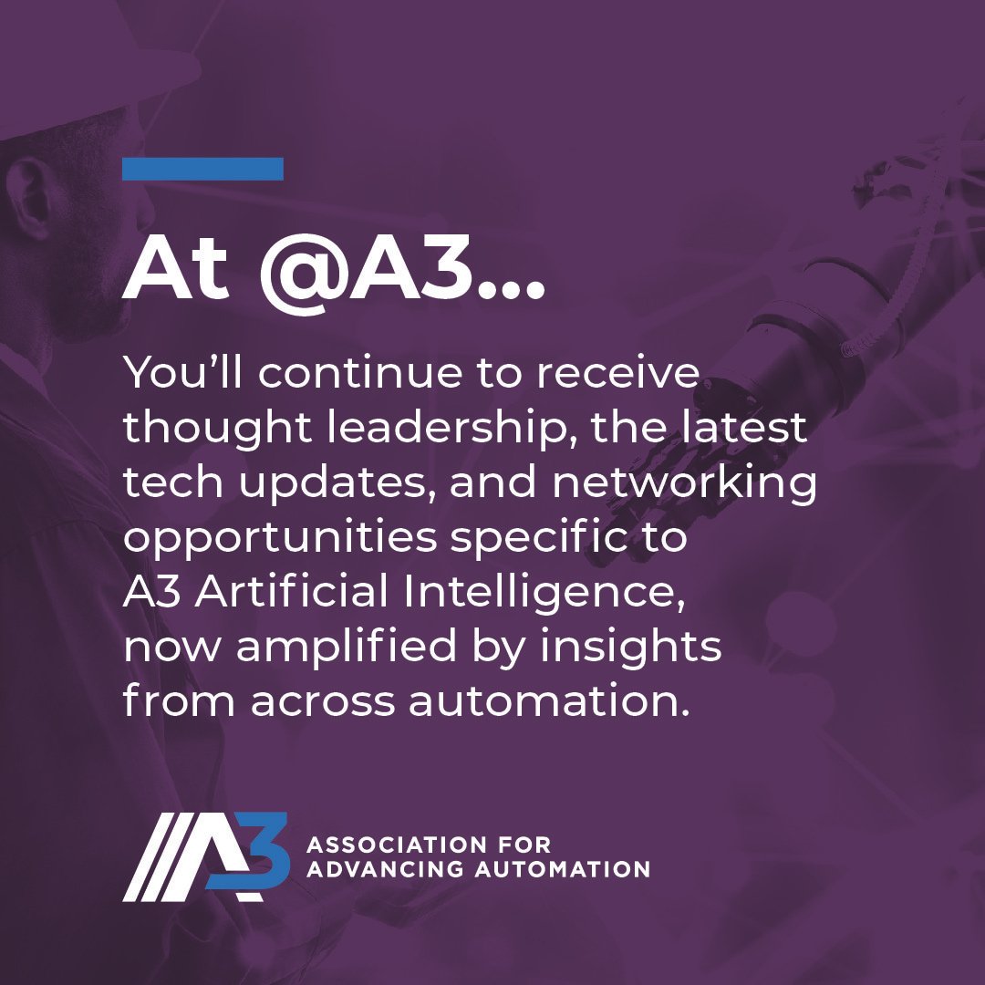 A3 Artificial Intelligence (@ai_a3automate) on Twitter photo Follow <a href="/a3automate/">Association for Advancing Automation</a> now! Tap into the leading source for industry innovation, insights & connections – amplified by expertise across the automation ecosystem.
👉 Artificial Intelligence Updates
👉 Cross-Sector Insights
👉 Exclusive Opportunities Follow <a href="/a3automate/">Association for Advancing Automation</a> now! Tap into the leading source for industry innovation, insights & connections – amplified by expertise across the automation ecosystem.
👉 Artificial Intelligence Updates
👉 Cross-Sector Insights
👉 Exclusive Opportunities
