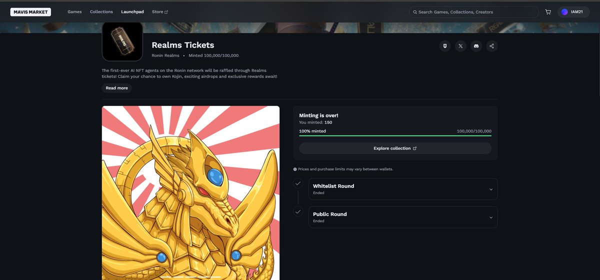 Iam21LE's tweet photo. IN JUST UNDER 10 MINUTES!!! DAMN
🌟 #RealmsTickets #RoninNetwork
@RoninRealms @Ronin_Network @Kogin_ai https://t.co/YipMwtgGkT