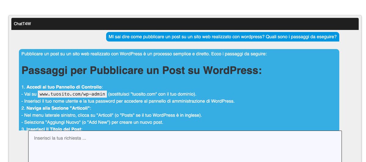 Siamo entusiasti di annunciare l’arrivo di ChatT4W, il nostro nuovo collaboratore digitale dotato di intelligenza artificiale, progettato per offrire ai nostri clienti risposte rapide e approfondite su tutto ciò che riguarda il digital marketing! >> travel4web.it/chatt4w-assist…