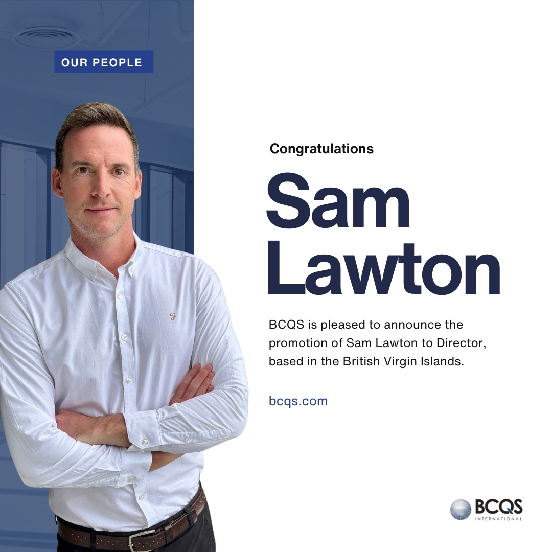 BCQS's tweet photo. Exciting news! Sam Lawton, based in our BVI office, has been promoted to Director! Over ten years, he has helped deliver projects like Moskito Island and helped expand our presence in Antigua. Congrats, Sam, on this well-deserved achievement! More: https://t.co/lSiuOooIan https://t.co/JQ0bfhIrO1