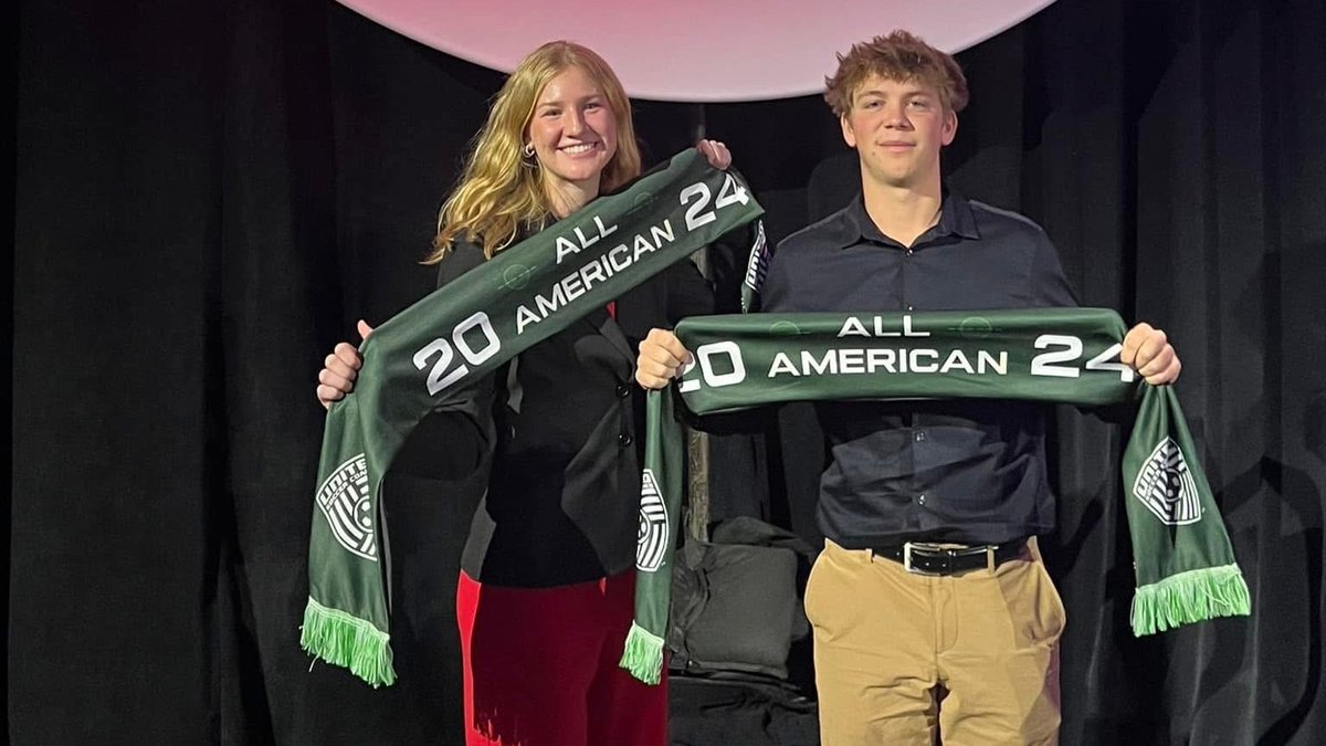 IkeLions's tweet photo. Two Ike Soccer greats were honored as All-Americans at the United Soccer Convention in Chicago. Congrats to both Jack Bretzmann &amp; Sarah Stadler on this incredibly deserving honor! Both were State Champs, Conference Players of the Year, All-State, &amp; All-American! https://t.co/6Satz4A1Op