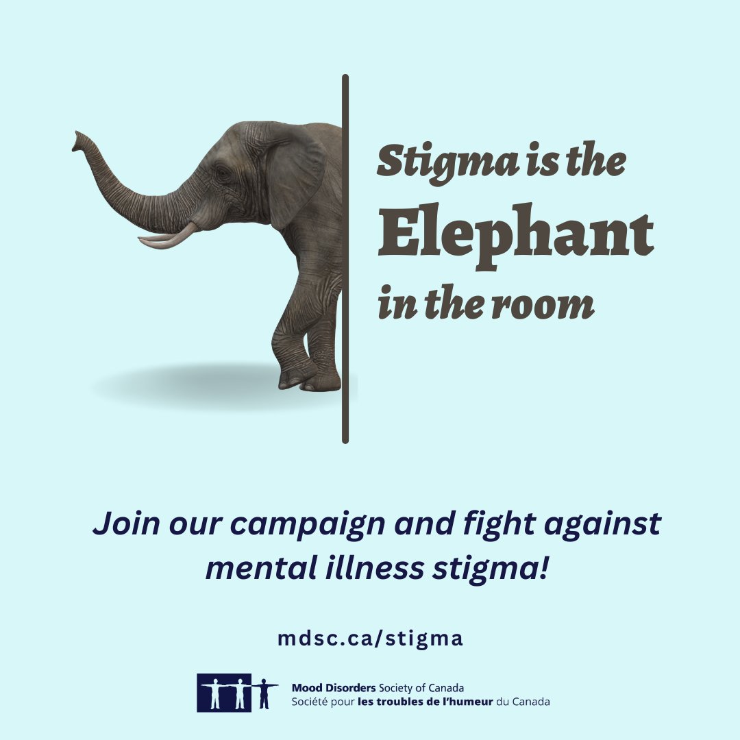 🐘 Stigma is the elephant in the room—unseen but deeply felt. Taking action starts with you &amp; your journey to recovery. 💪 Learn how to join the fight against #MentalIllness stigma: mdsc.ca/stigma/elephan… 
#EndTheStigma #MentalHealthAwareness #MentalHealthMatters <a href="/MDSC_Elephant/">Elephant in the Room</a>