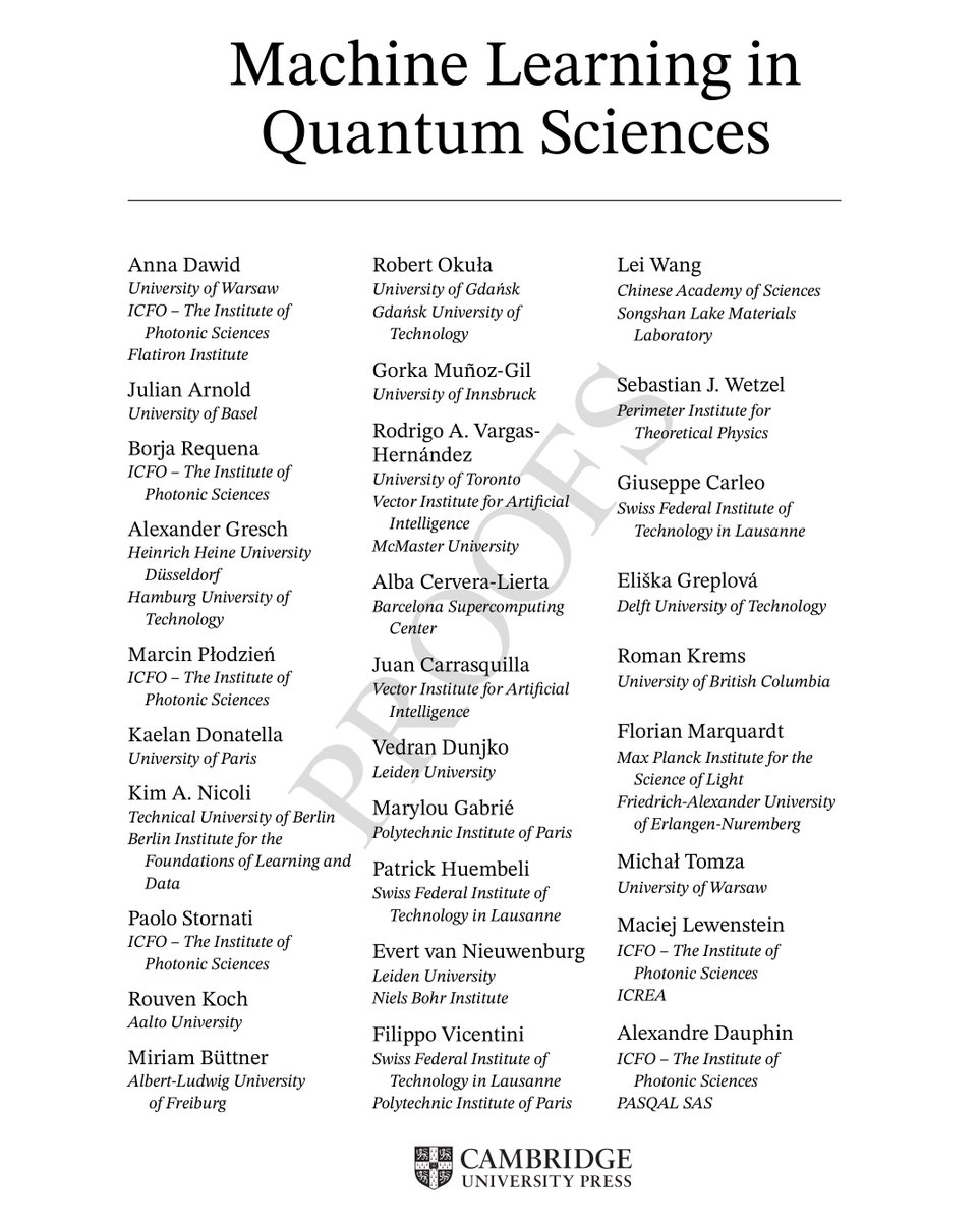 📚 Our book "Machine Learning in Quantum Sciences" — a guide to the AI revolution in quantum physics — is coming soon! 🚀
🤖 This unique collaboration was led by the incredible Prof. Anna Dawid <a href="/MolecularRobot/">Ania Dawid</a>, with insights from top experts in ML &amp; AI in physics. 🔬
Stay tuned!