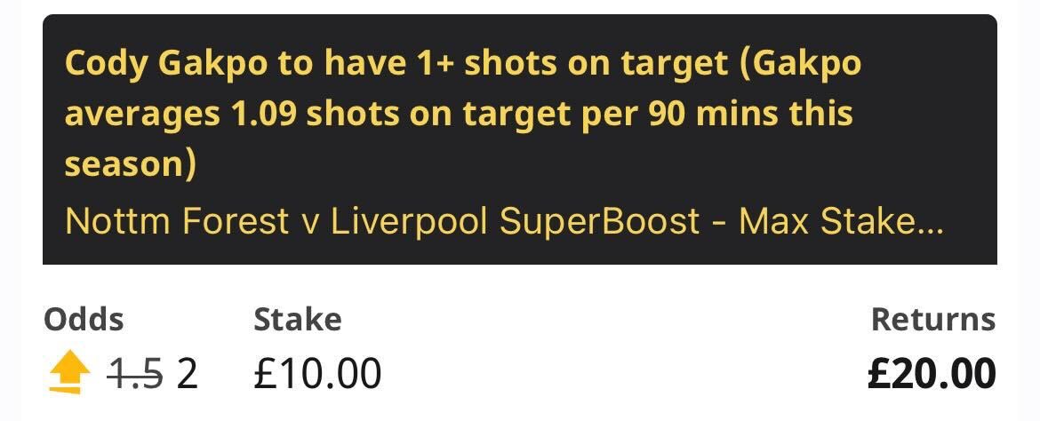 AndyRobsonTips's tweet photo. ⚡️ I’m all over this

Load bet: https://t.co/Lzxk1cSD3s

Here’s why: 

• Won in his last four games
• Won in 13/18 starts this season
• Won in 4 of his last 5 away starts
• Averaging 1.09 shots on target per90
• Forest concede 3.80 shots on target per90

18+, T&amp;Cs Apply. Ad. https://t.co/CP57JFgZVs