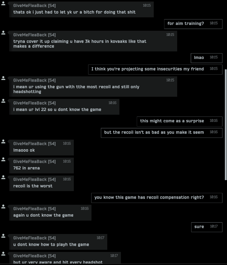 Voksivs's tweet photo. Local aimer gets called a gamer word for being good at aiming in EFT: Arena <:^( https://t.co/BbMCDFt8sw
