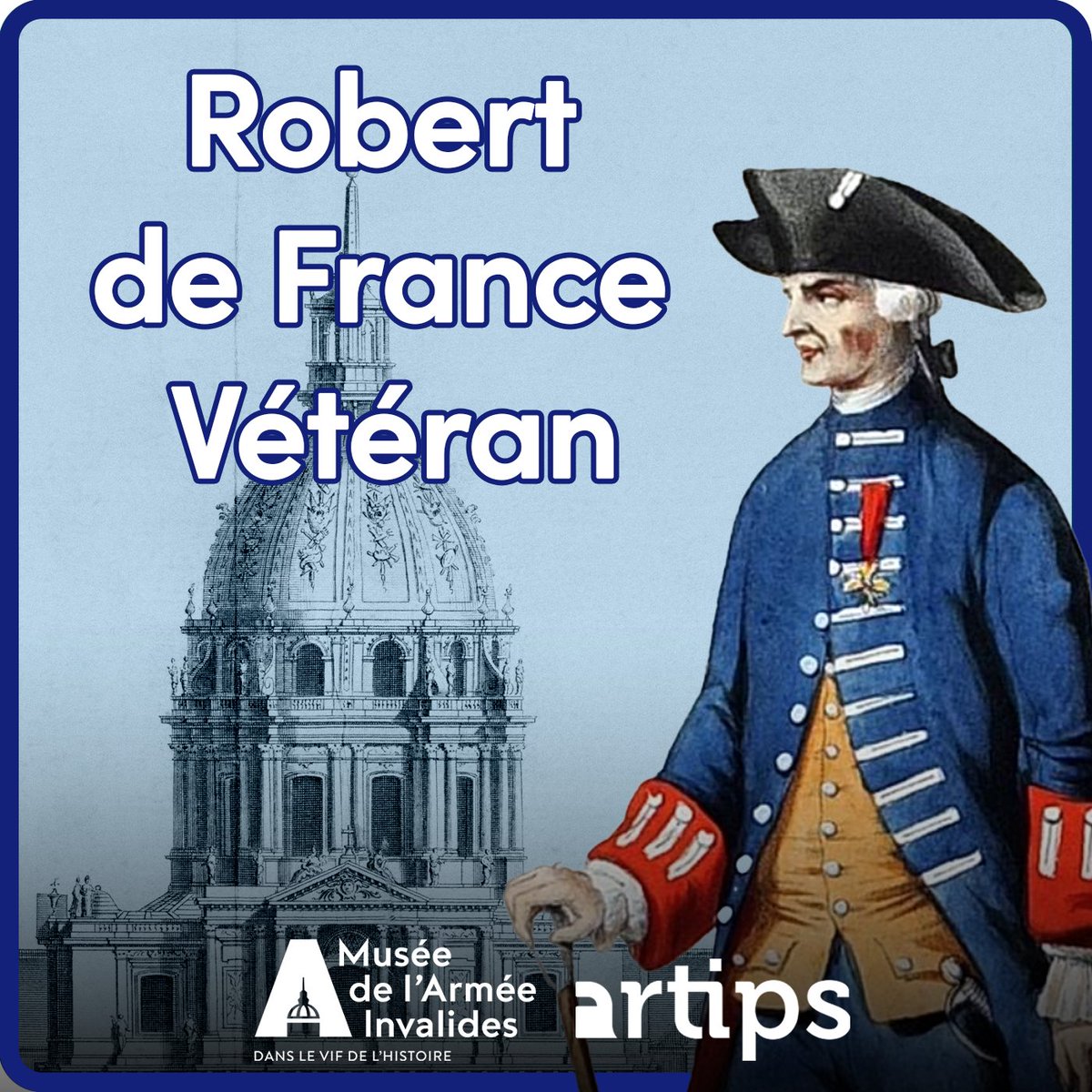 MuseeArmee's tweet photo. 🍷 Boire du vin à tous les repas aux Invalides ? Voici les conseils à suivre (ou pas) d’un vétéran des guerres de Louis XIV !

🎧Le @MuseeArmee  et @Artips_fr  sont fiers de vous présenter leur tout nouveau podcast : 𝐅𝐢𝐠𝐮𝐫𝐞𝐬 𝐝𝐞𝐬 𝐈𝐧𝐯𝐚𝐥𝐢𝐝𝐞𝐬

💬 Écoutez l’histoire de ce monument parisien incontournable à travers les voix de certains de ses illustres occupants

1️⃣ Au menu de ce premier épisode : un accueil sans chichis par Robert de France, vétéran, dans l’Hôtel des Invalides fraîchement ouvert

📱 À découvrir dès aujourd’hui : https://t.co/T5bEcYnssR 

👋 Rendez-vous la semaine prochaine pour découvrir une nouvelle 𝐅𝐢𝐠𝐮𝐫𝐞 𝐝𝐞𝐬 𝐈𝐧𝐯𝐚𝐥𝐢𝐝𝐞𝐬 !

#podcast #histoire #culture #invalides #museedelarmee #artips