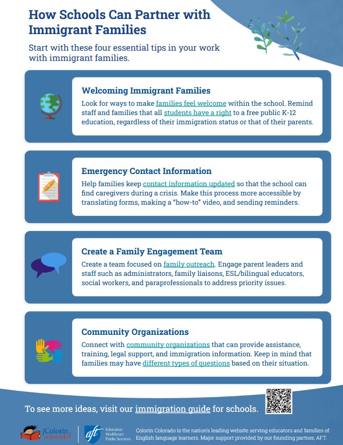 Colorín Colorado (@colorincolorado) on Twitter photo New tip sheet: How Schools Can Partner with Immigrant Families (featuring links to additional resources)
colorincolorado.org/guide/how-scho…
@aftunion <a href="/sharemylesson/">ShareMyLesson</a> New tip sheet: How Schools Can Partner with Immigrant Families (featuring links to additional resources)
colorincolorado.org/guide/how-scho…
@aftunion <a href="/sharemylesson/">ShareMyLesson</a>