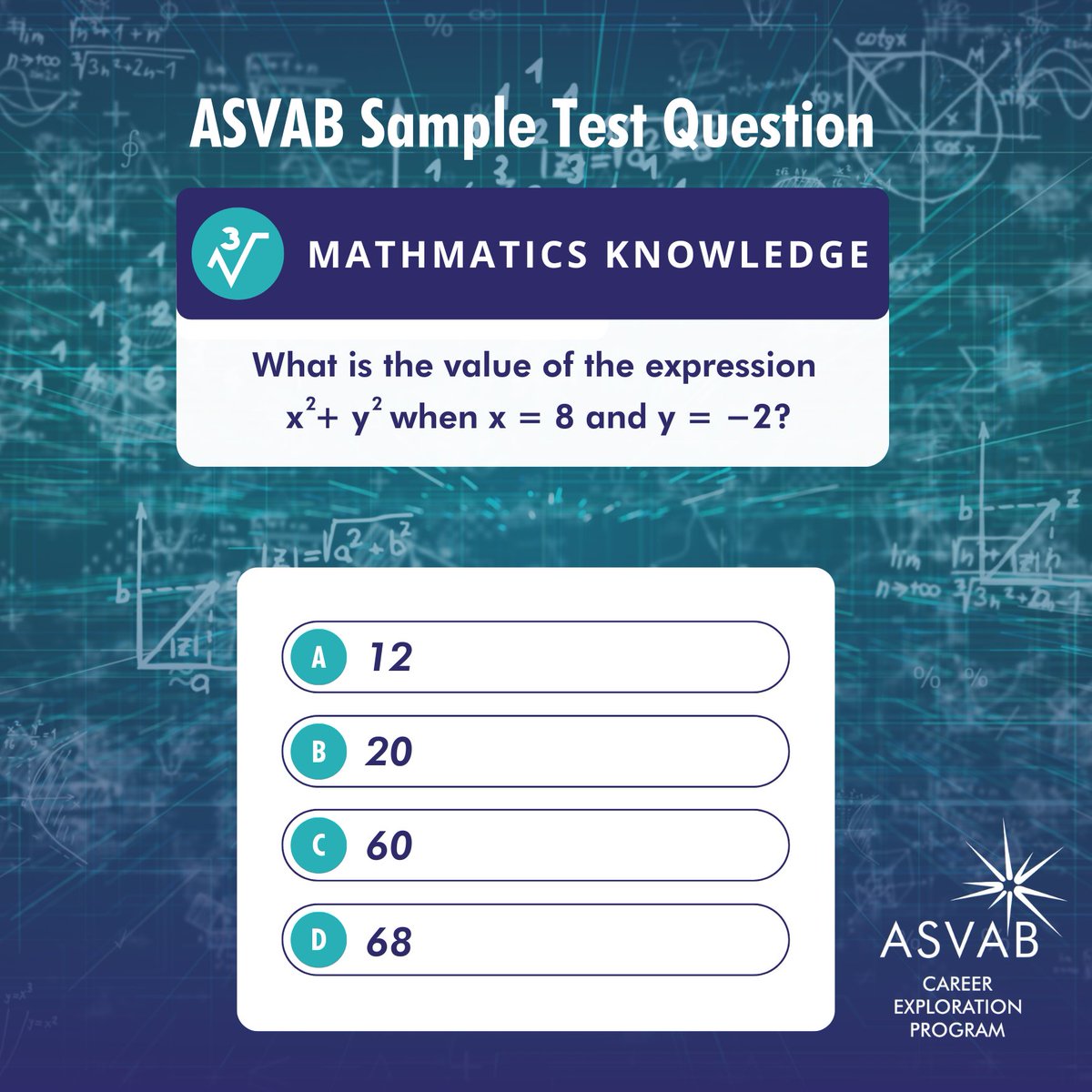CareersintheMil's tweet image. Let’s Sum It Up, it’s Test Question Tuesday! 🔢

Math is all about solving problems, and here’s one for you:

Take a look at the options and drop your answer in the comments! 

#ASVABCEP #MathSkills