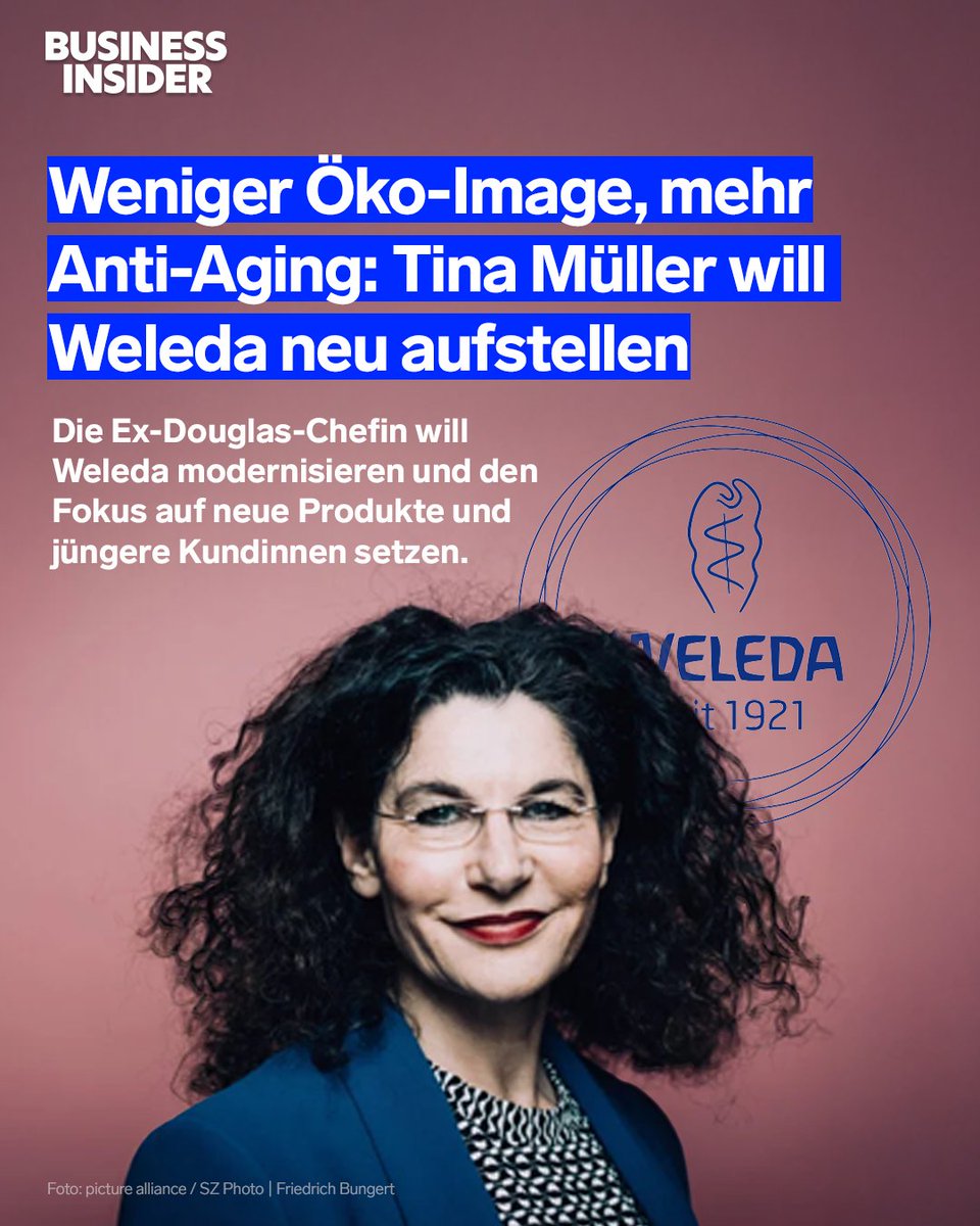 Tina Müller ist seit Oktober 2023 CEO von Weleda. Im Interview mit der „Lebensmittelzeitung“ verriet sie ihre Pläne für das Unternehmen, das sowohl Kosmetik als auch Medikamente herstellt: businessinsider.de/wirtschaft/tin…