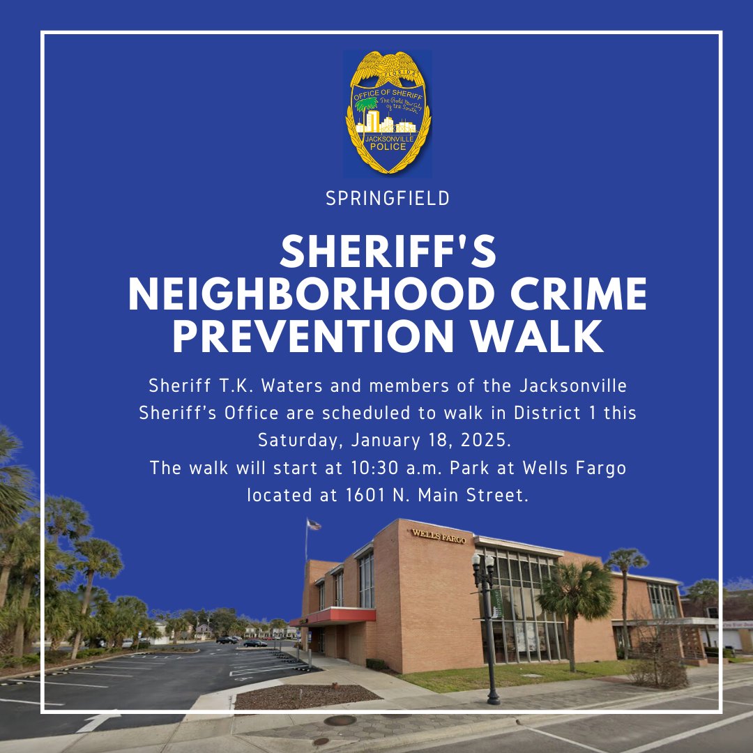 Jimmy Peluso (@jimmypelusocd7) on Twitter photo Springfield neighbors, <a href="/JSOPIO/">Jax Sheriff's Office</a> will be walking the neighborhood on Saturday. Join them to meet your officers and bring up concerns.
<a href="/SPARJax/">SPAR (Springfield)</a> Springfield neighbors, <a href="/JSOPIO/">Jax Sheriff's Office</a> will be walking the neighborhood on Saturday. Join them to meet your officers and bring up concerns.
<a href="/SPARJax/">SPAR (Springfield)</a>