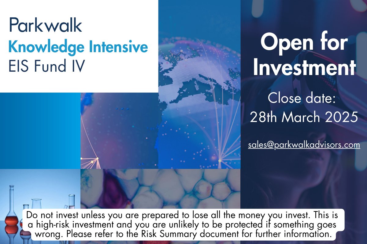 Looking for income tax relief for 2024/25 or carry back to 2023/2024? Parkwalk’s Knowledge Intensive EIS Fund IV can help ➡ parkwalkadvisors.com/fund/parkwalk-…

Tax reliefs dependent on individual circumstances. Take 2 mins to learn more: parkwalkadvisors.com/wp-content/upl…
10 January 2025