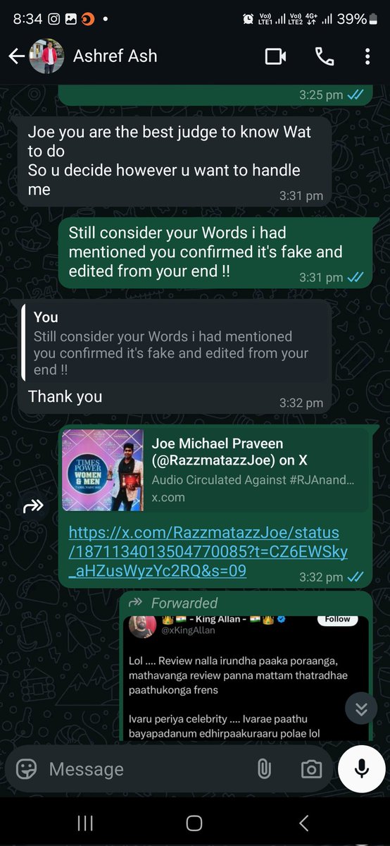 RazzmatazzJoe's tweet photo. This Is Called as #NegativePR !!
@ashads66 spoken About #Rjanandhi Interview in a Space with False Narrative and been Circulated !!
When I found it's insane I texted him he Said it's Fake One !! But the Truth is he is the one who Spread it !!
#BiggBossTamil8 #BiggBoss8Tamil https://t.co/Gdt8gWkfwz