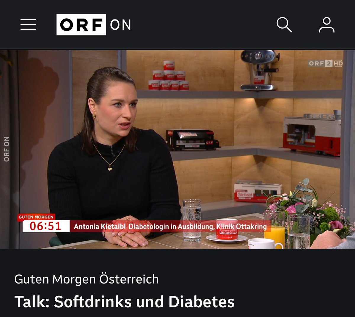 Antonia Kietaibl (@antoniakietaibl) on Twitter photo Gestern durfte ich im Namen der Österreichischen Diabetes Gesellschaft <a href="/OeDiabetesG/">Österreichische Diabetes Gesellschaft</a> im <a href="/ORF/">ORF</a> - Guten Morgen Österreich zum Thema Softdrinks & Diabetes sprechen. Vielen Dank für die Einladung und die Interviews!🥤
Links zur zitierten Studie und den Interviews in den Comments. Gestern durfte ich im Namen der Österreichischen Diabetes Gesellschaft <a href="/OeDiabetesG/">Österreichische Diabetes Gesellschaft</a> im <a href="/ORF/">ORF</a> - Guten Morgen Österreich zum Thema Softdrinks & Diabetes sprechen. Vielen Dank für die Einladung und die Interviews!🥤
Links zur zitierten Studie und den Interviews in den Comments.