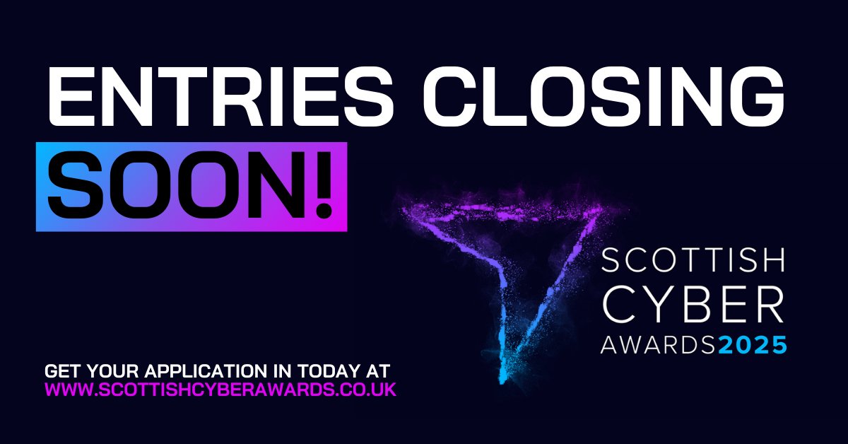 Time is running out to enter the #ScotCyberAwards2025!

The deadline is Thursday 23rd January 2025. Don’t miss out – get your application in today: scottishcyberawards.co.uk/enter

#CyberSecurity #CyberAwards #CyberAttack #CyberNews #CyberScotland #Scotland