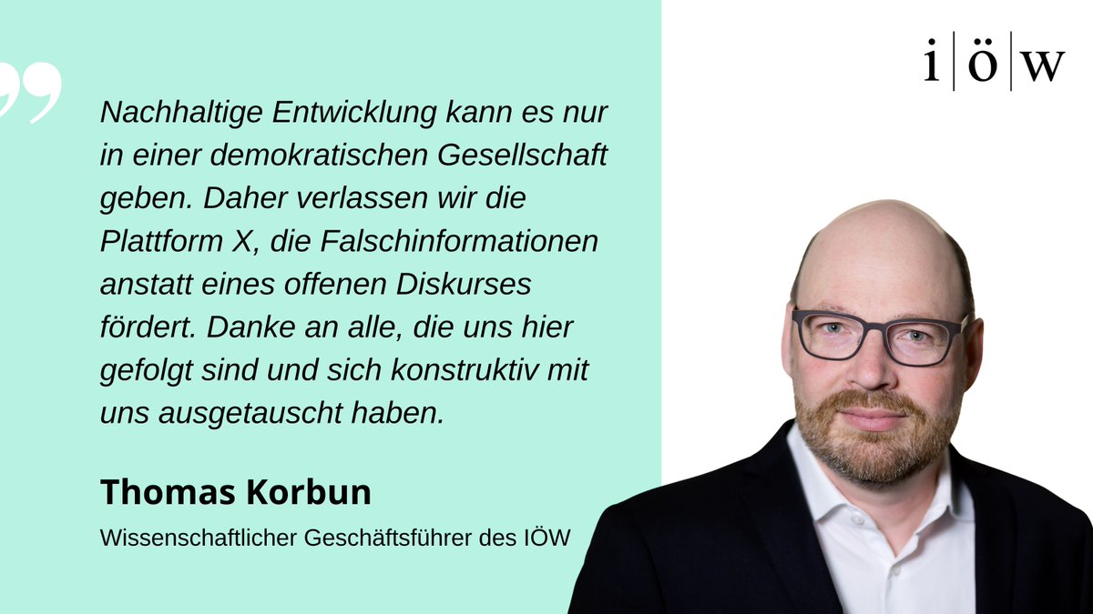 Wir verlassen nach über 11 Jahren Twitter/X. Die Entwicklungen widersprechen unserem Verständnis einer demokratischen Gesellschaft. Wir stehen für einen konstruktiven Dialog über Nachhaltigkeitsforschung. 

Wo Sie uns stattdessen folgen können, finden Sie im zweiten Posting 👇