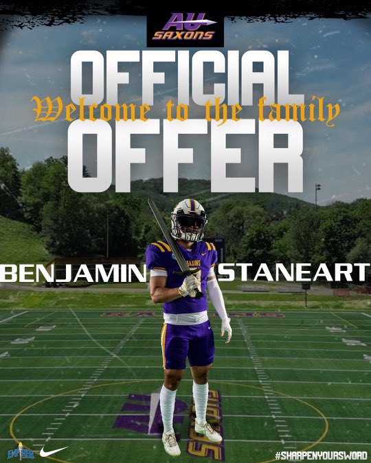 After a great conversation with the entire coaching staff, I am beyond blessed to receive an offer from <a href="/AUSaxonFootball/">Alfred U Football</a>!!! <a href="/Coach_Bailey2/">Curtis Bailey</a> <a href="/CoachOlasupo/">Coach Mo</a> <a href="/grace_prep/">Grace Prep Football</a> <a href="/JonVanCleave/">Jon Van Cleave</a> <a href="/chadpegues1/">Chad Pegues</a>