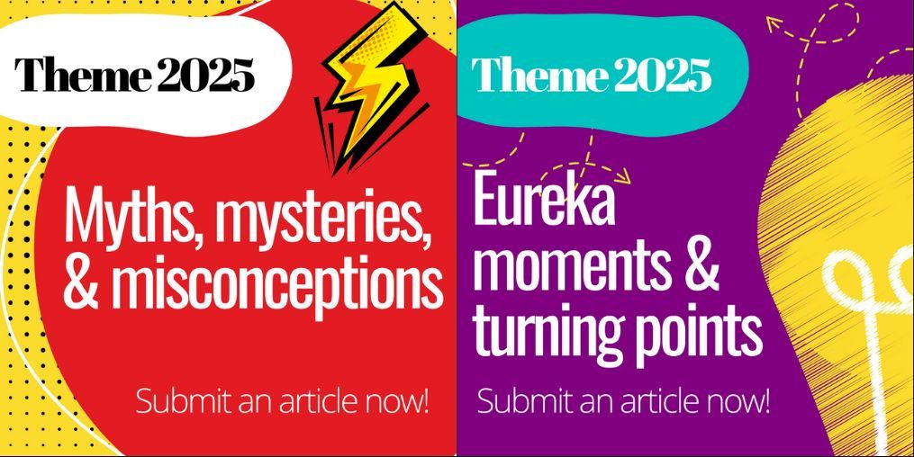 Call for articles with new themes for 2025
💡 'Eureka moments and turning points'
❓ 'Myths, mysteries, and misconceptions'
More info: buff.ly/42ctUYO 
#thesciencebasement #research #scicomm #scienceblogging #themes #helsinkiuni #aaltouniversity
