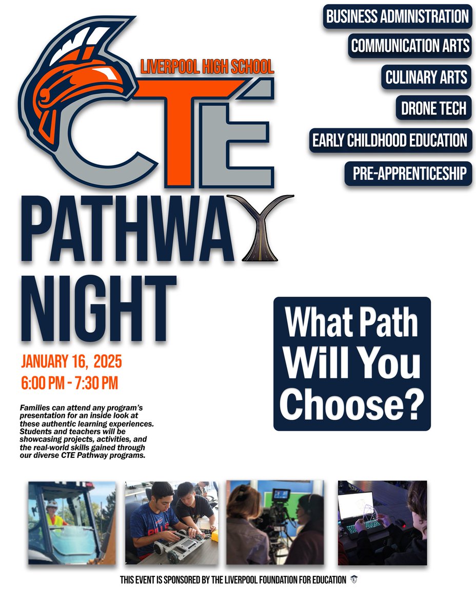 Starke Industries (@starkeind) on Twitter photo Drone Tech #LCSDrone is excited to be a part of the <a href="/LCSDOfficial/">Liverpool CSD Official - New York State</a> Career & Technical Education #CTE night on Thursday! Come check out what hands-on learning happens at LHS! Info & RSVP below.
#Warriorsatwork #thisisliverpool #LiverpoolLeads Drone Tech #LCSDrone is excited to be a part of the <a href="/LCSDOfficial/">Liverpool CSD Official - New York State</a> Career & Technical Education #CTE night on Thursday! Come check out what hands-on learning happens at LHS! Info & RSVP below.
#Warriorsatwork #thisisliverpool #LiverpoolLeads