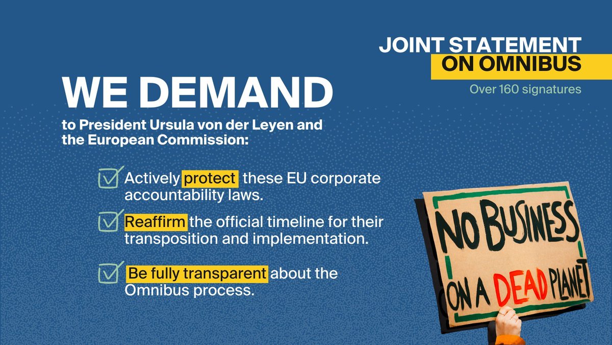 Christian Aid Ireland (@christianaidirl) on Twitter photo .<a href="/EUCssrMcGrath/">Michael McGrath</a> was clear in his confirmation hearing about his commitment to swift implementation of the #CSDDD
Now <a href="/vonderleyen/">Ursula von der Leyen</a> risks undoing that promise.
With 160+ CSOs, unions, and activists, we say #NoToOmnibus—corporate accountability is non-negotiable for a fair future! .<a href="/EUCssrMcGrath/">Michael McGrath</a> was clear in his confirmation hearing about his commitment to swift implementation of the #CSDDD
Now <a href="/vonderleyen/">Ursula von der Leyen</a> risks undoing that promise.
With 160+ CSOs, unions, and activists, we say #NoToOmnibus—corporate accountability is non-negotiable for a fair future!