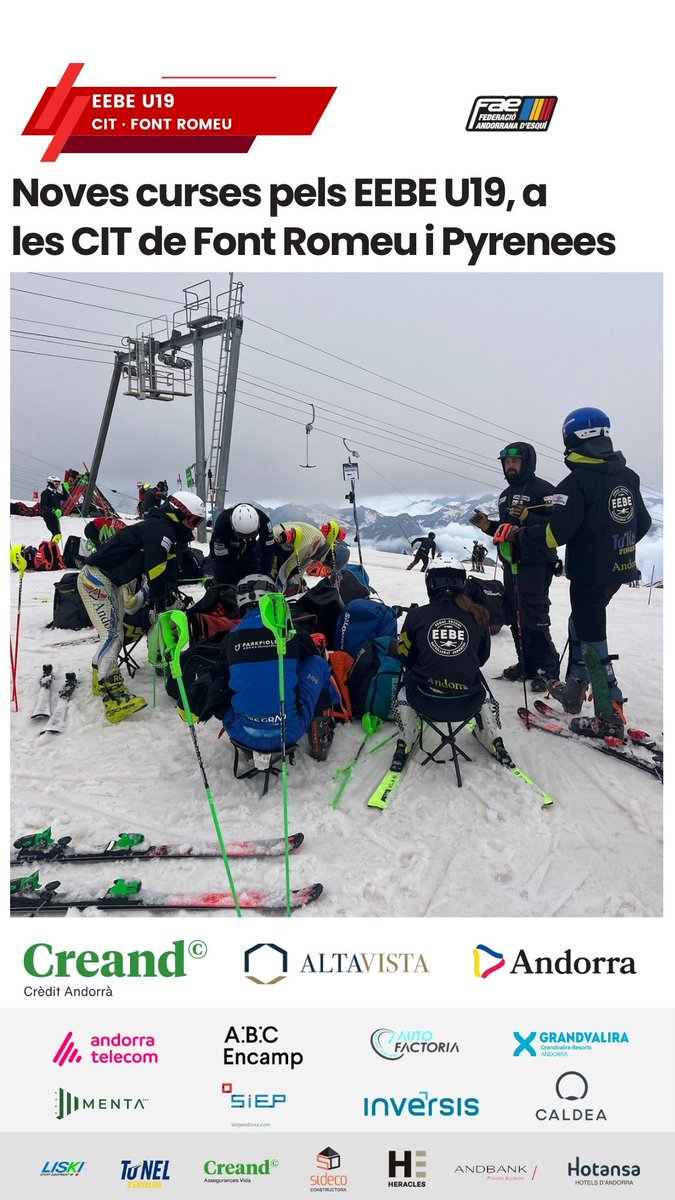 FAEAndorra's tweet photo. ALPÍ · Els #EEBE U19, als eslàloms i gegants CIT de #FontRomeu i #Pyrenees2000 🇫🇷

INFO ✅ https://t.co/hbrDRUoPxU https://t.co/AwVg8avvLt