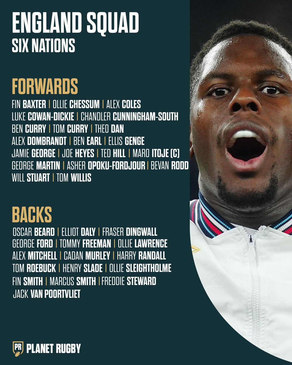 PlanetRugby's tweet photo. 🏴󠁧󠁢󠁥󠁮󠁧󠁿 Maro Itoje captains England's 36-man squad for the Six Nations!

#GuinnessM6N https://t.co/d4FJucgEOq