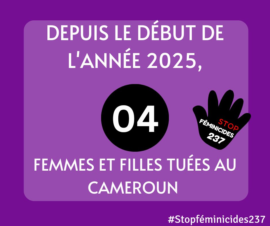 Le corps d'une femme violée et assassinée a été retrouvé le 11 Janvier 2025 dans une case à Dschang, région de l'ouest.

Le(s) responsable(s) de ce crime ne sont pas identifiés pour le moment, Une enquête a été ouverte. 

#Stopf2éminicides237
#Cameroun