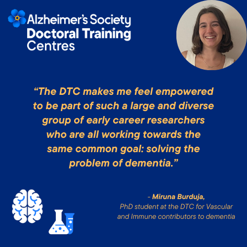 🧑‍🔬Through research, Miruna Burduja, a PhD student at our DTC for Vascular and Immune contributors to dementia, is combining understudied areas to shed light on processes involved in cerebral small vessel disease and vascular dementia.

Read more about this project here: