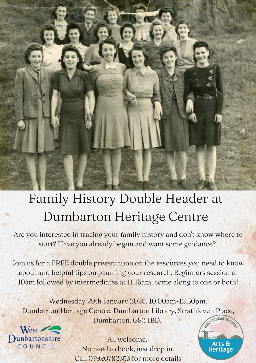 Are you interested in tracing your family history? Why not come along to our back to back FREE presentations for beginners and intermediates? Full details in the poster below.
