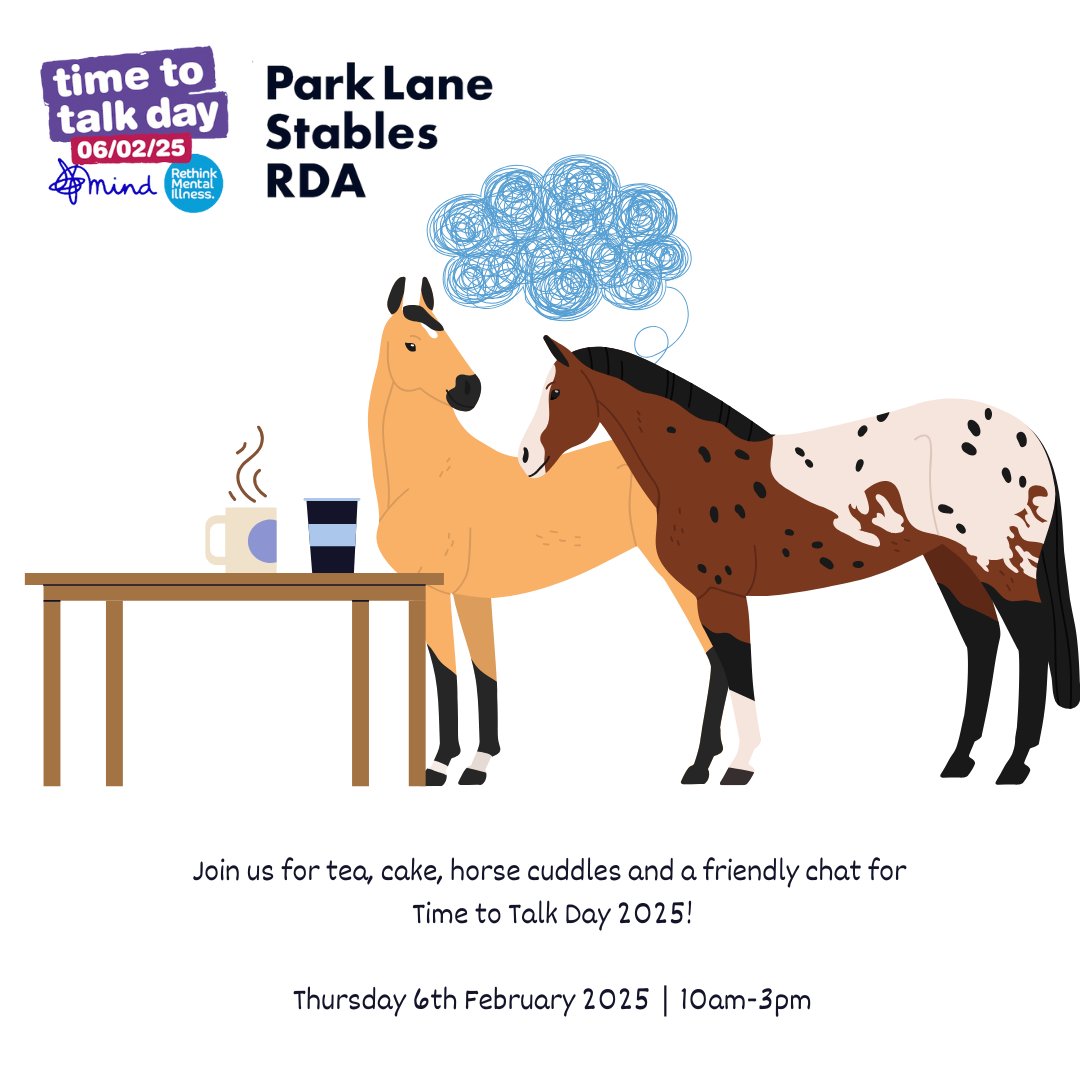 Following the success of our first #TimeToTalkDay event last year, we’re hosting another one on Thursday 6th February at the stables. The day is all about creating supportive communities by having conversations  about mental health. We all have mental health and by talking.
