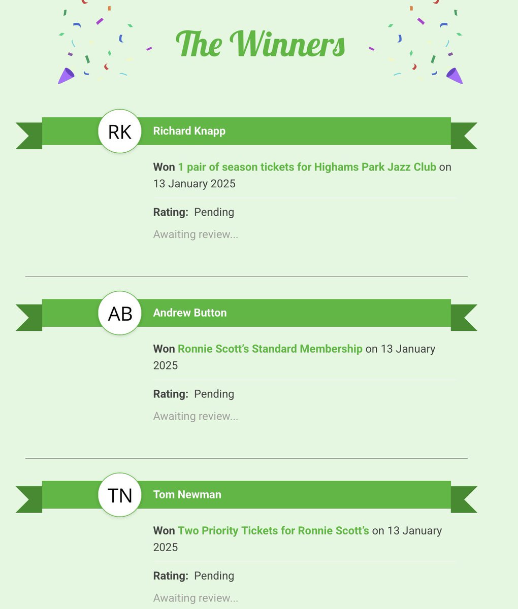 Congratulations to all the winners in the Grassroots Jazz raffle draw last night!