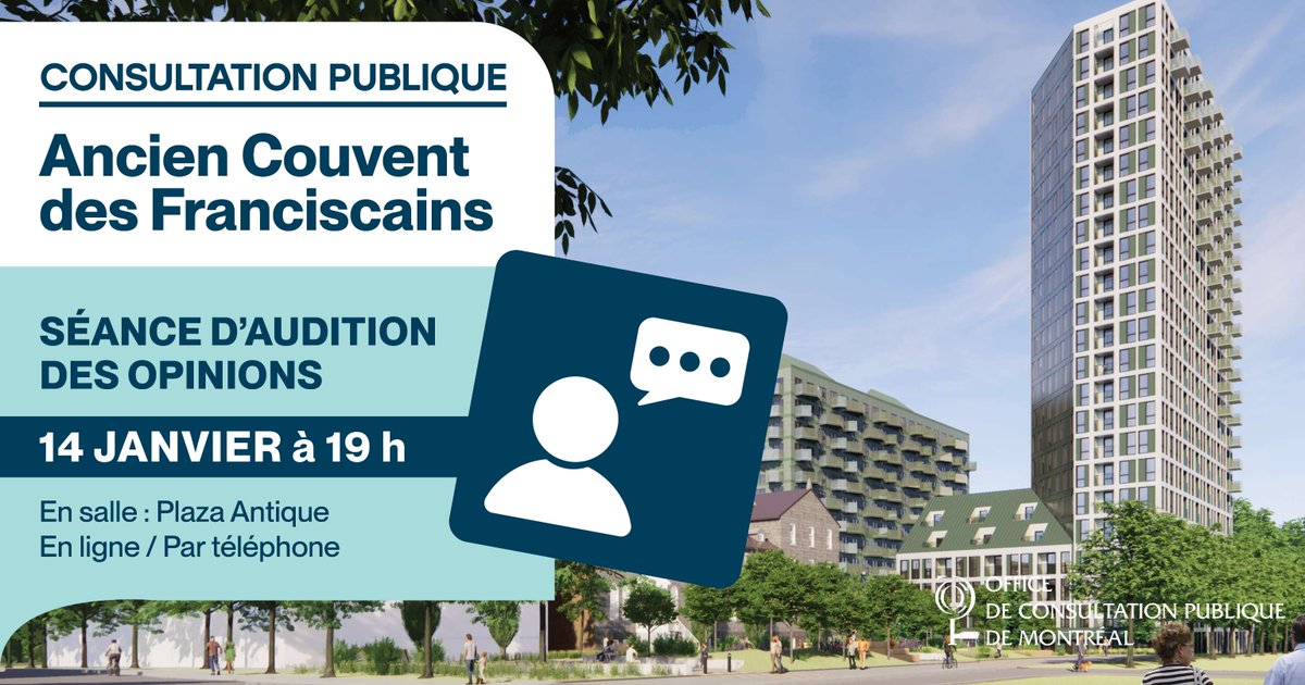Ancien couvent des Franciscains

C'est ce soir, à 19 h, qu'a lieu la séance d'audition des opinions! 

Joignez-vous à nous pour écouter les opinions sur le projet de redéveloppement proposé pour le domaine de l’ancien Monastère de la Résurrection.

🎥 bit.ly/40rPJ5v