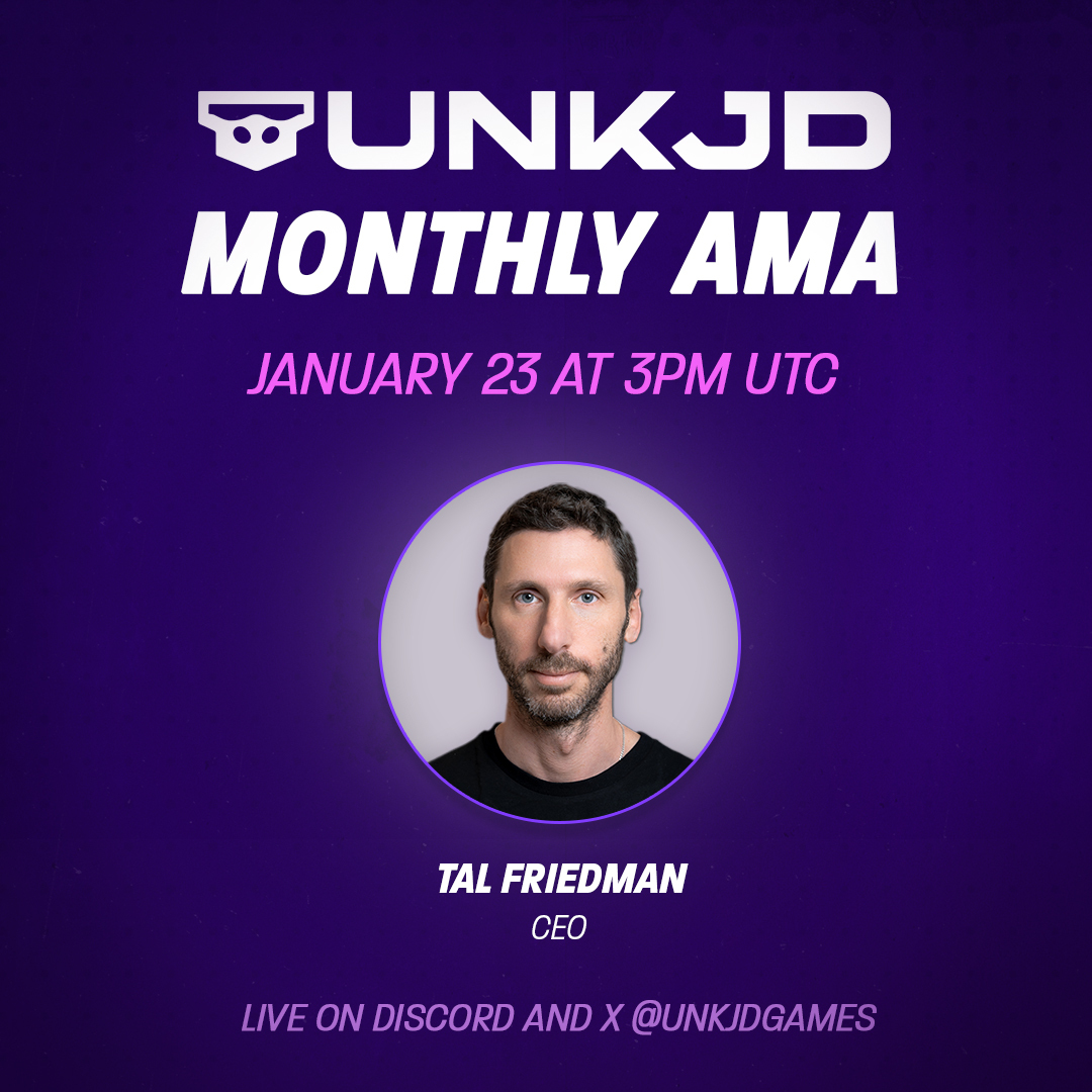 LINEUP_games's tweet photo. We’re happy to invite you to another AMA with @FriedmanTal, CEO of UNKJD!

🗓️Thursday, Jan 23rd, 3PM UTC
📍X (Twitter) Live!

Don't miss the opportunity to hear more about our recent developments and upcoming announcements!

🔗Link will be shared at the day of event